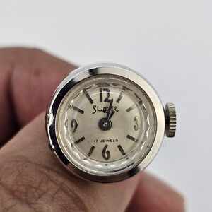 VTG Sheffield Ring Women Watch 18MM Wind-Up Gray Dial Size 5 WORKING KEEPINGTIME